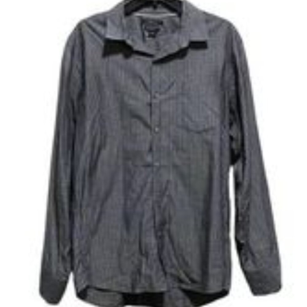 Marc Anthony Button Down Long Sleeve Shirt,  Slim Fit, L Linen Blend, Blue EUC